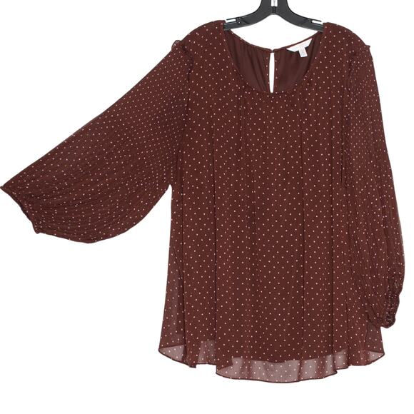 Top Sheer Retro Whimsigoth Pin Up Feminine Soft Grunge Romantic Boho Brown 4X - Picture 1 of 6